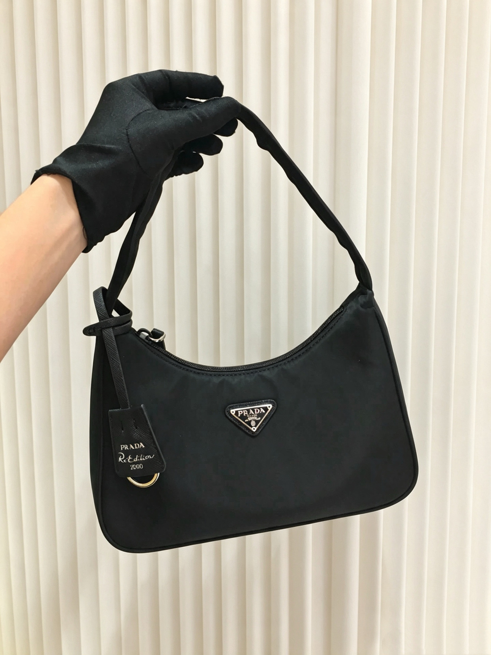 🌹Prada Black Nylon Mini Hobo Handbag Triangle Logo